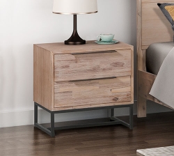 Bedside Table 2 drawers Side Table Solid Acacia Wood Veneered in Tea Colour